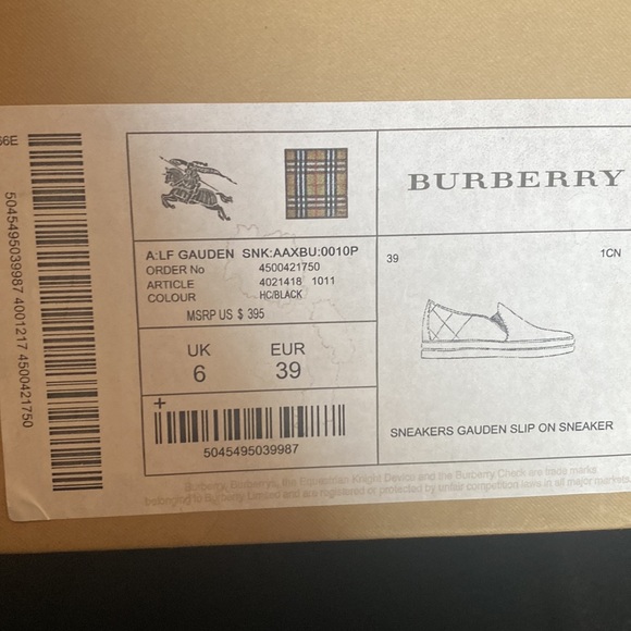 Womens Burberry leather slip on sneakers. Never worn brand new still in box. - Picture 3 of 3